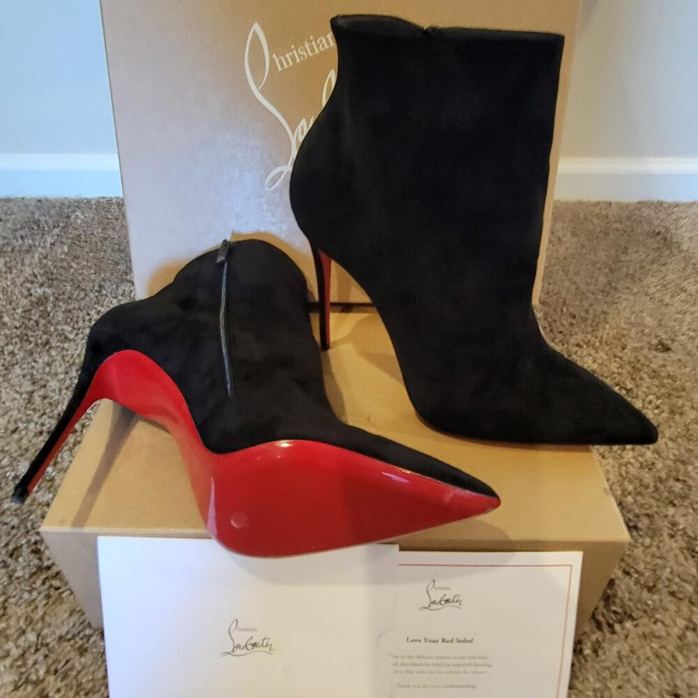 Christian Louboutin Black and Red Ankle Boots